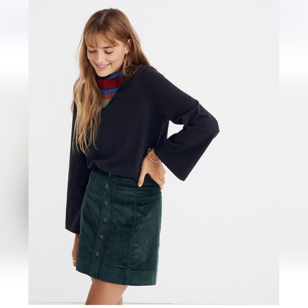 Madewell Velveteen A-Line Mini Skirt: Button Front Edition